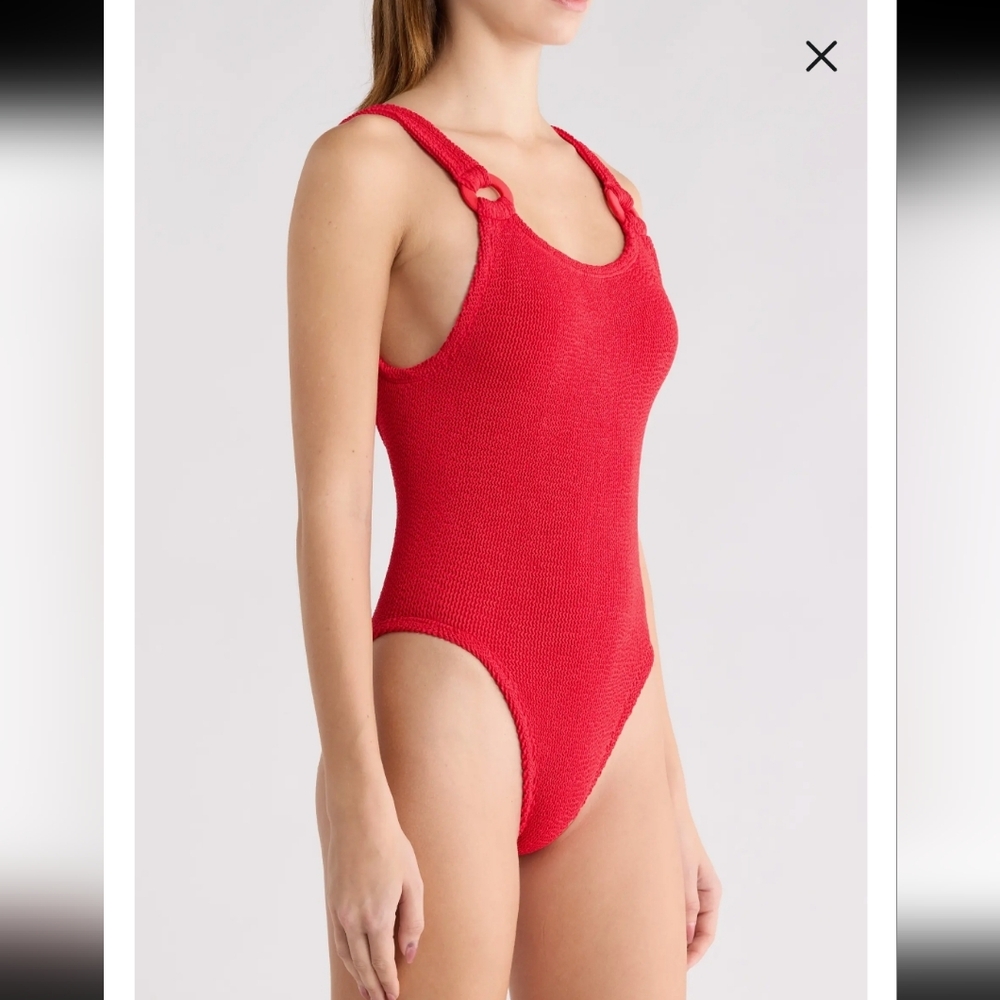 HUNZA G DOMINO One Piece Swimsuit Sz:One Size In Red - Picture 3 of 16